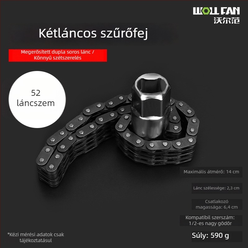 Lánckulcs és olajszűrő kulcs a szűrő eltávolításához – szénacél, Márka Other, Súly Other