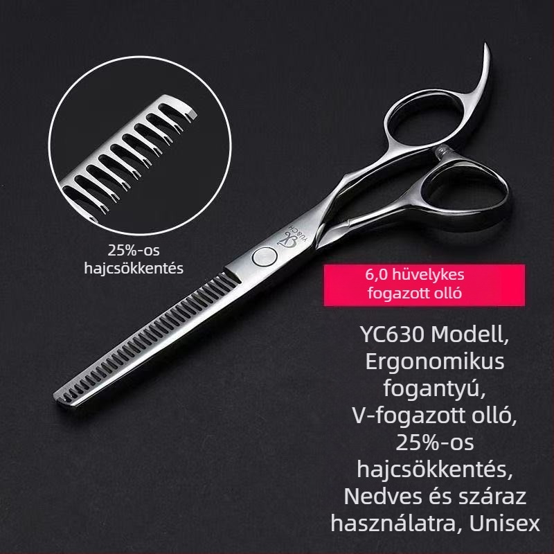 440C professzionális hajvágó olló, fűzfalevél formájú pengével, texturáló olló