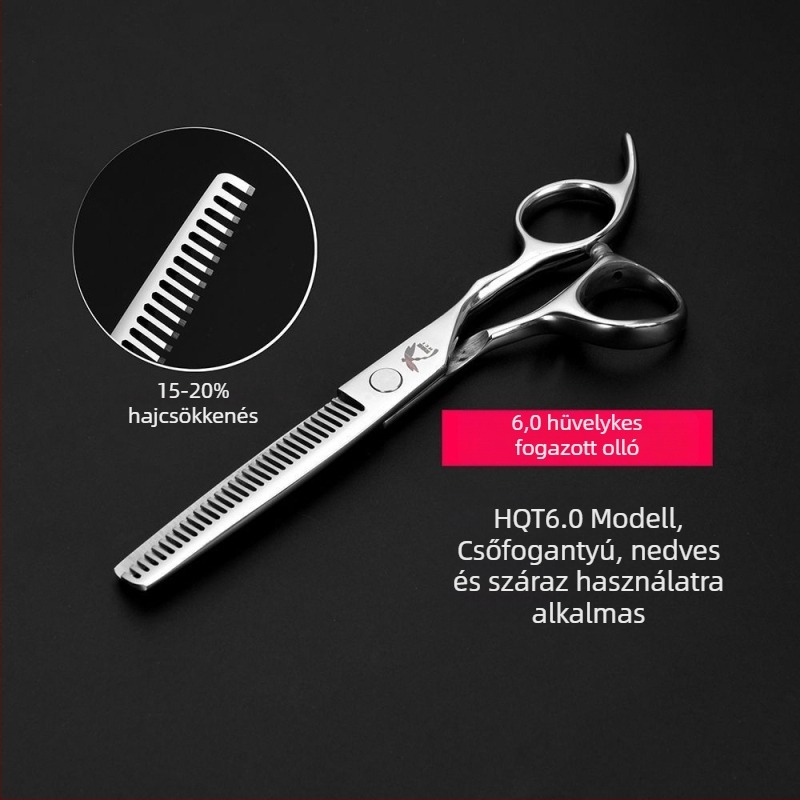 440C professzionális hajvágó olló, fűzfalevél formájú pengével, texturáló olló