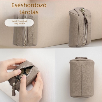 Bőr kulcstartó pénztárca, uniszex, összecsukható, 1 hajtású, városi minimalist stílus