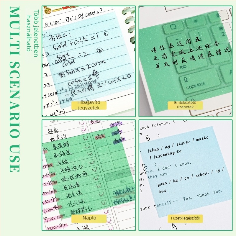 Brick-stílusú ragasztós jegyzetek és memo címkék, ragasztó: Igen, márka: yj, átlátszó címkék, IP állapot: Nem engedélyezett