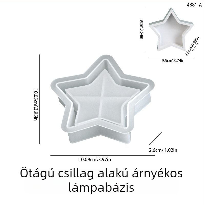 DIY szilikon forma gipsz-gyantához, ötágú csillag sziluettel