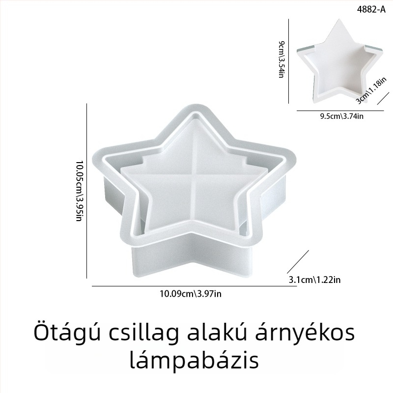 DIY szilikon forma gipsz-gyantához, ötágú csillag sziluettel