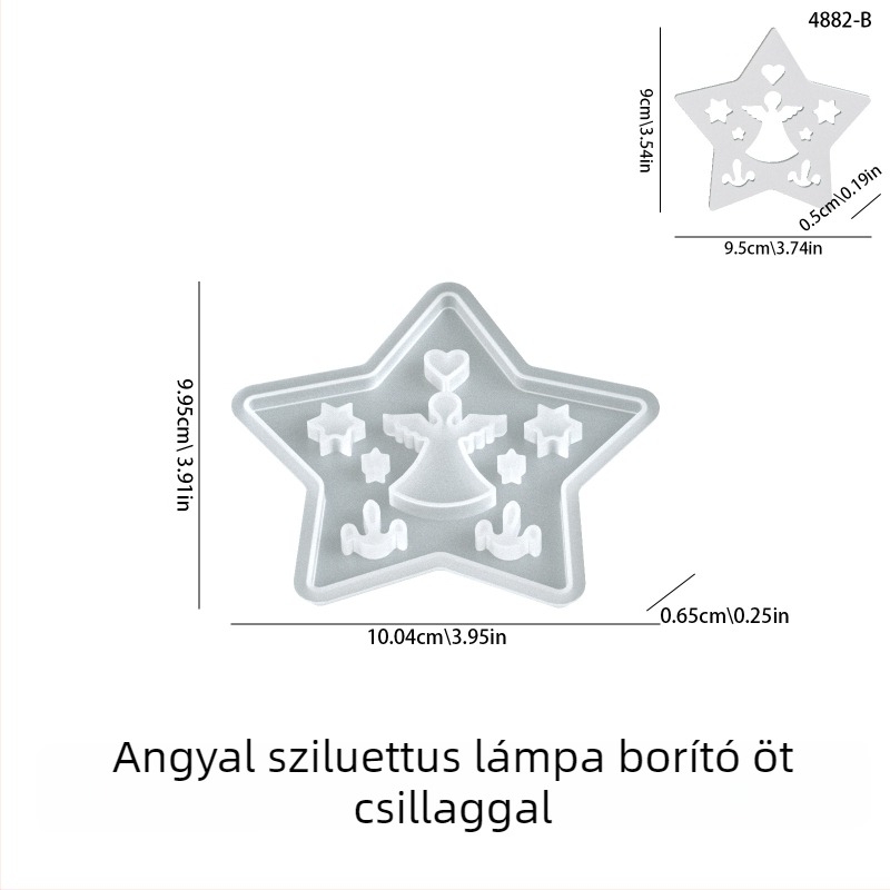 DIY szilikon forma gipsz-gyantához, ötágú csillag sziluettel