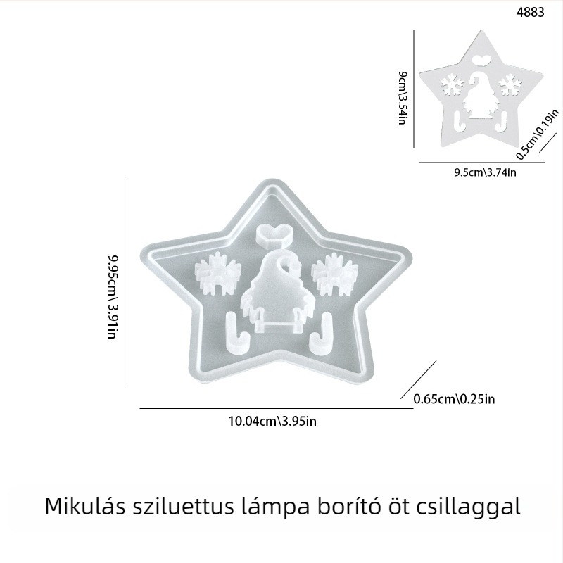 DIY szilikon forma gipsz-gyantához, ötágú csillag sziluettel
