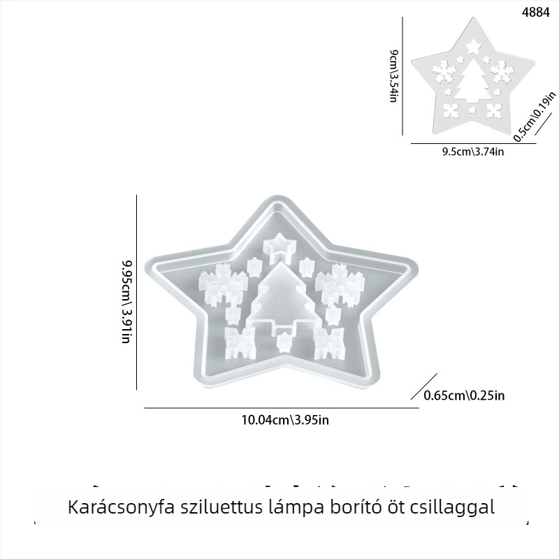 DIY szilikon forma gipsz-gyantához, ötágú csillag sziluettel