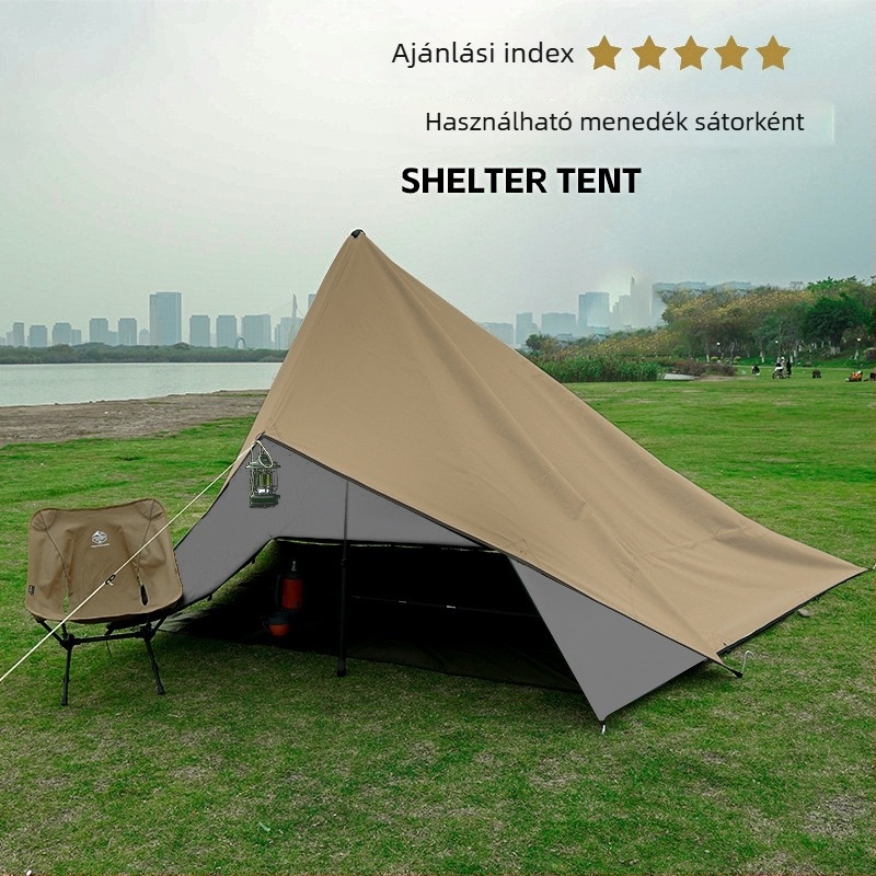 Kemping árnyékoló sátor több horogos rendszerrel, 210D Oxford szövet, vízálló 3000–8000 mm, négyszögletes alakú