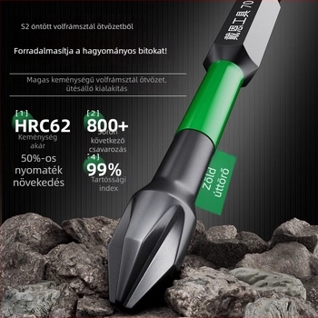 Elektromos csavarhúzó keresztes fejű, wolfrámból készült mágneses gyűrű, nagy keménység, csúszásmentes bit
