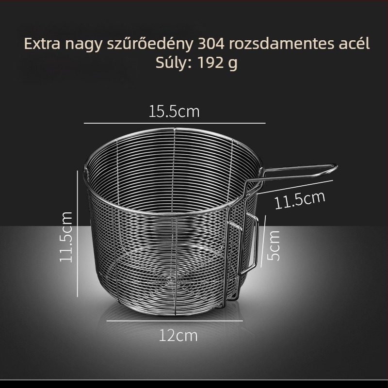 304 rozsdamentes acél olajsütő kosár szűrővel tésztákhoz, nasikhoz és sült krumplihoz – égésgátló fogantyú, egyetlen kampó, testreszabható Zhenggang Hardware