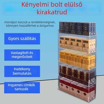 Falihoz rögzíthető cigaretta kijelző állvány, többszintű tárolás, műanyag