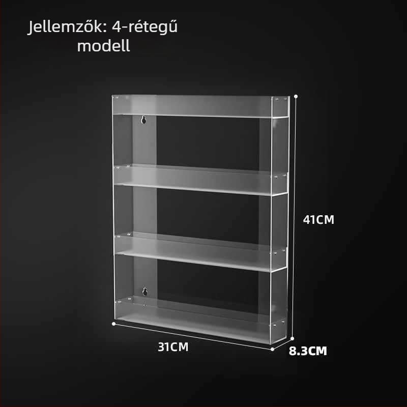 Falihoz rögzíthető cigaretta kijelző állvány, többszintű tárolás, műanyag