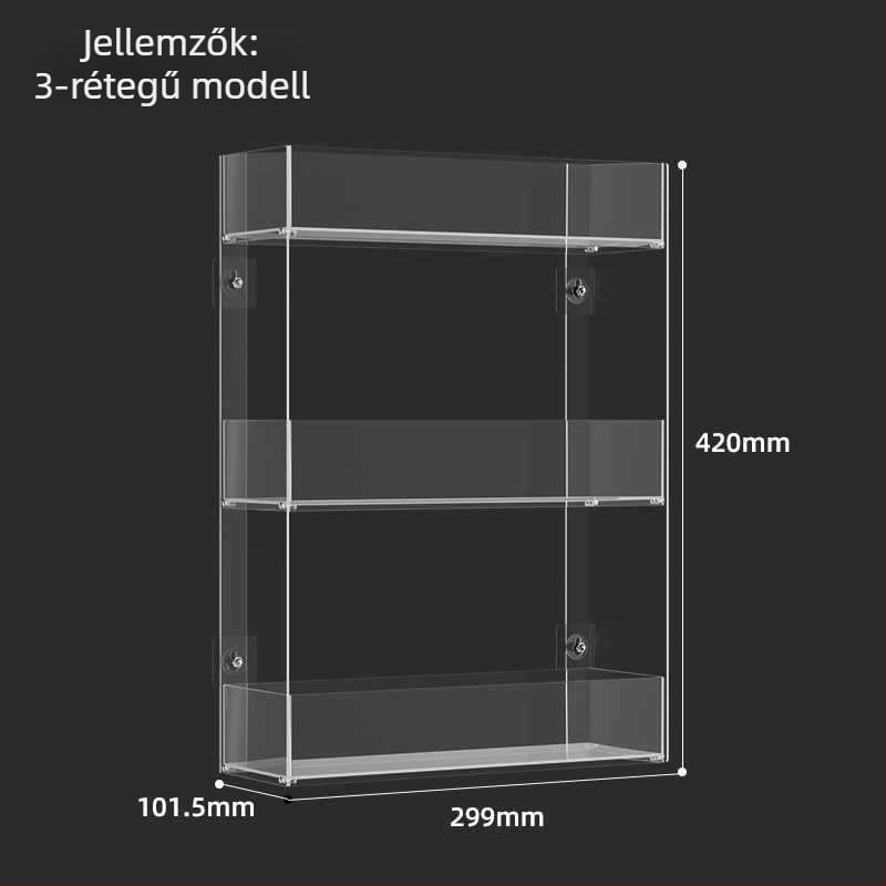 Falihoz rögzíthető cigaretta kijelző állvány, többszintű tárolás, műanyag