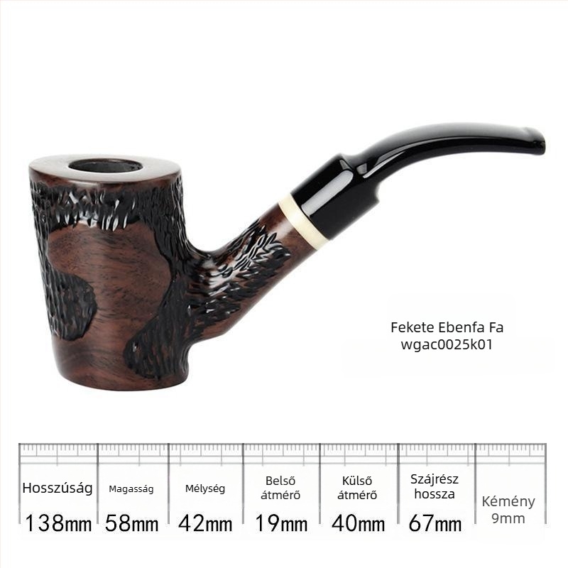 Fából készült pipa, kézzel készített, régi stílusú dohányzáshoz való kiegészítő, 9 mm szűrő