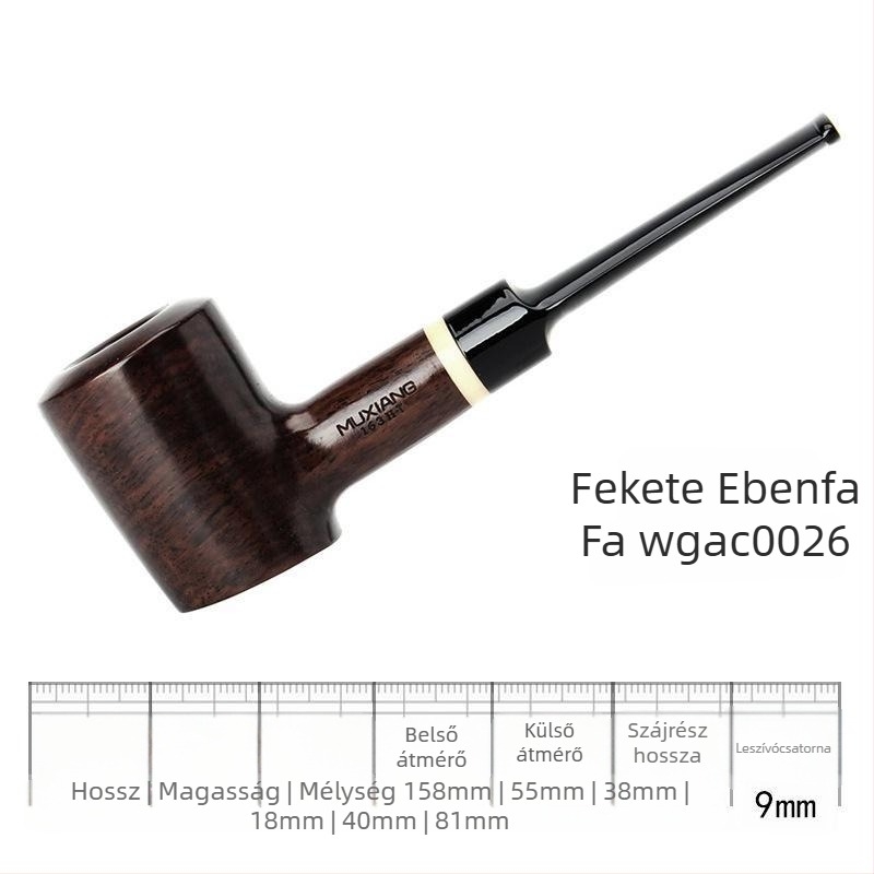Fából készült pipa, kézzel készített, régi stílusú dohányzáshoz való kiegészítő, 9 mm szűrő