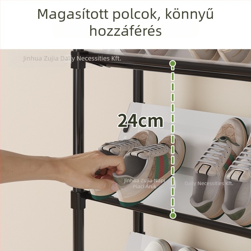 Ajtóra szerelt cipősszekrény keskeny bejárathoz, beltéri, 3–6 réteggel, szerelési útmutatóval