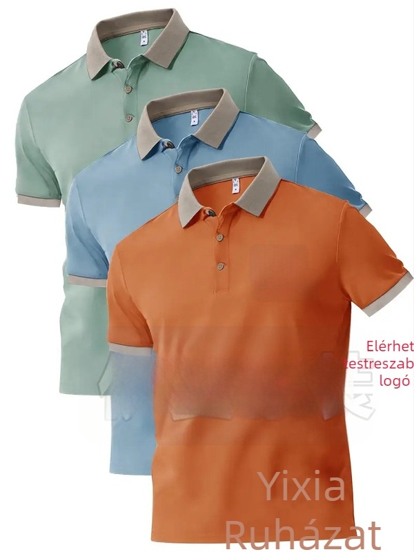 Póloing egyedi nyomtatott logóval, grafika, rövid ujjú, gallér; 96% poliészter szintetikus rostok keveréke