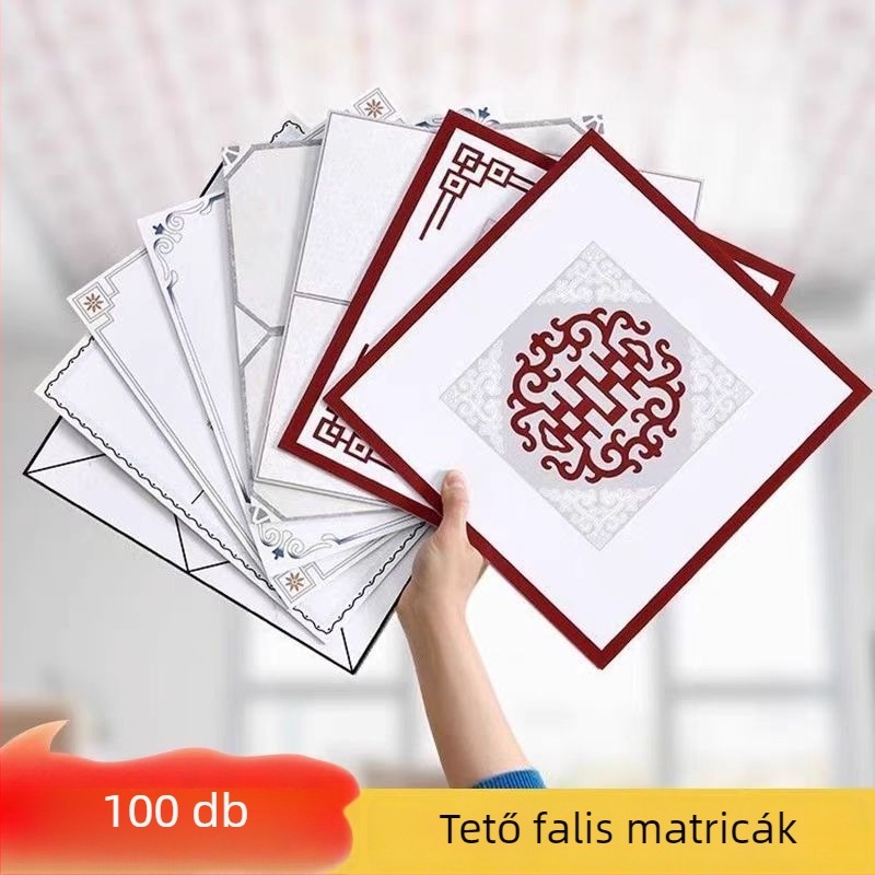 Öntapadós mennyezeti tapéta geometriai mintával, vízálló és foltálló, 2,5 mm vastagságú