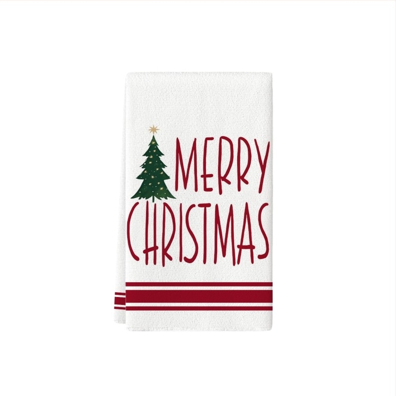 Konyhai törölköző mikroszálas anyagból akvarell karácsonyi mintával, nyomtatott, nedvszívó edényekhez (Cikkszám 22XWAF0079)