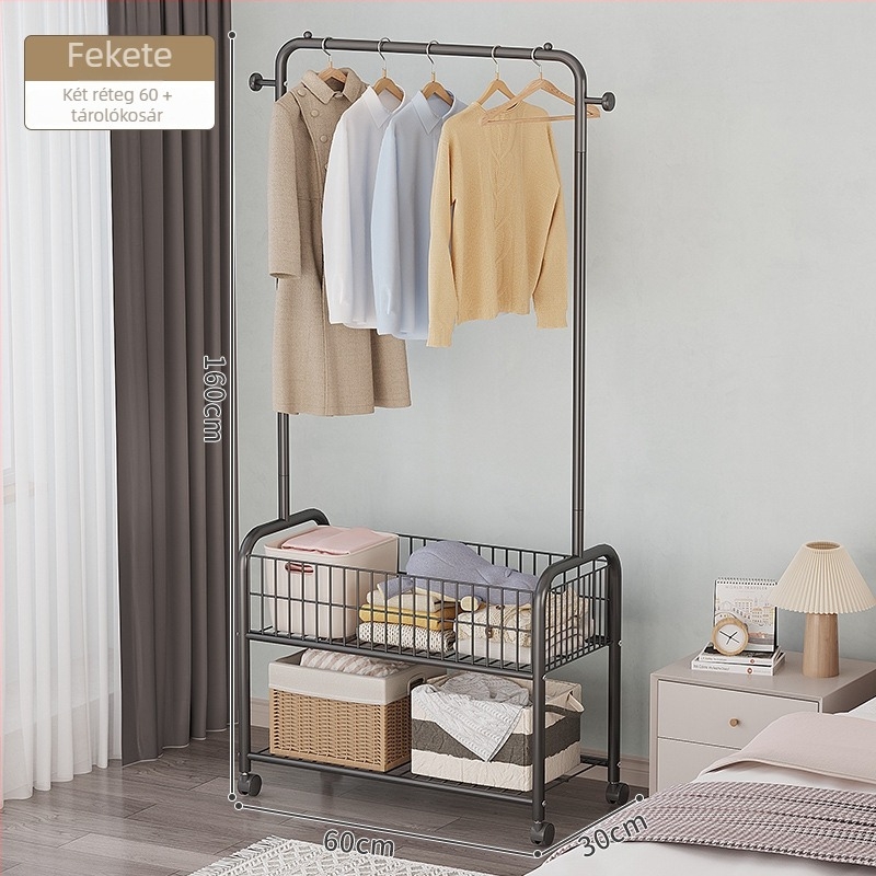 Padlóra álló ruhaszárító állvány — Vasból, modern minimalista stílus, belső szárítási és tárolási funkciók (ruha, nadrág és nyakkendő)