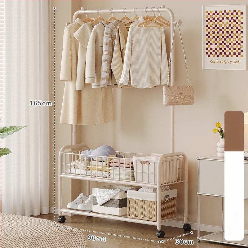 Padlóra álló ruhaszárító állvány — Vasból, modern minimalista stílus, belső szárítási és tárolási funkciók (ruha, nadrág és nyakkendő)