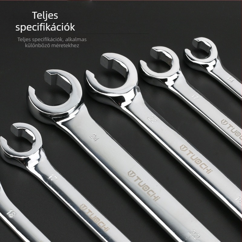 Tuochi Olajcső kulcs – kétfunkciós, nyitott vég hexagonális, nikkel-vas ötvözet, polírozott krómozás, 0,5 kg