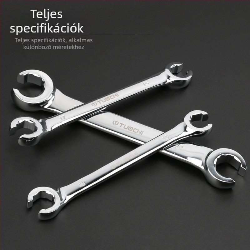 Tuochi Olajcső kulcs – kétfunkciós, nyitott vég hexagonális, nikkel-vas ötvözet, polírozott krómozás, 0,5 kg