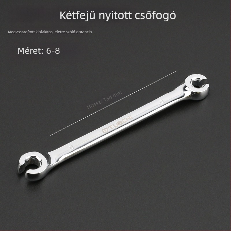 Tuochi Olajcső kulcs – kétfunkciós, nyitott vég hexagonális, nikkel-vas ötvözet, polírozott krómozás, 0,5 kg