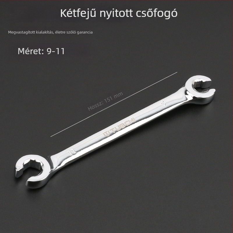 Tuochi Olajcső kulcs – kétfunkciós, nyitott vég hexagonális, nikkel-vas ötvözet, polírozott krómozás, 0,5 kg