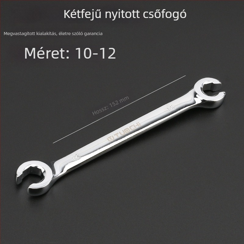 Tuochi Olajcső kulcs – kétfunkciós, nyitott vég hexagonális, nikkel-vas ötvözet, polírozott krómozás, 0,5 kg