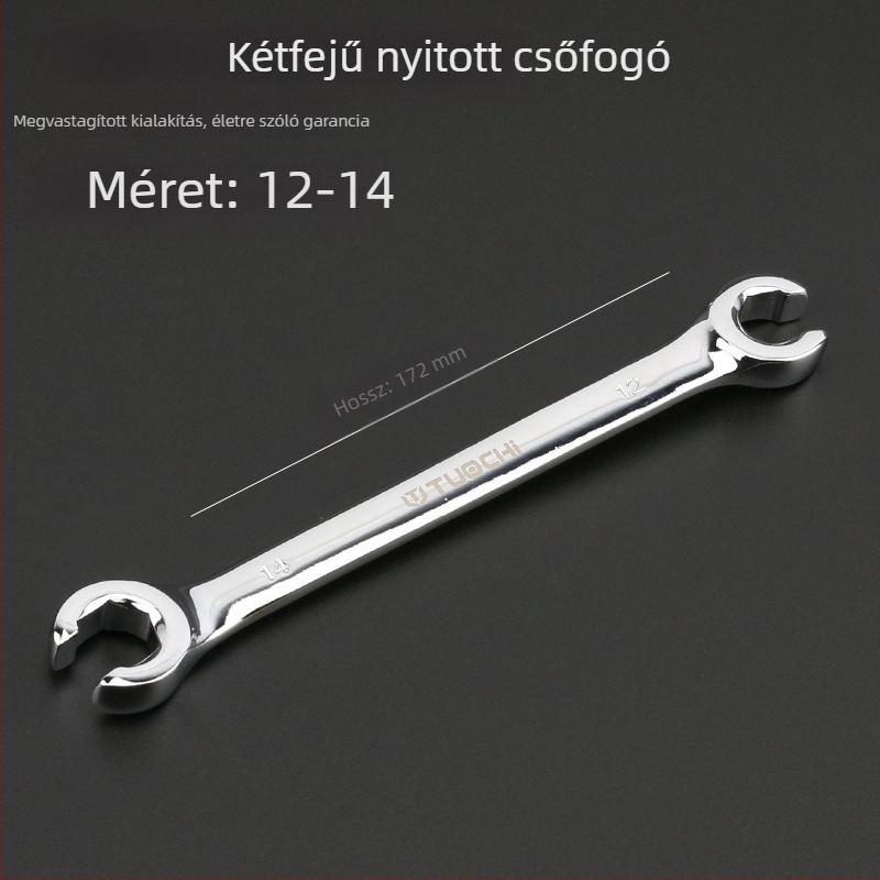 Tuochi Olajcső kulcs – kétfunkciós, nyitott vég hexagonális, nikkel-vas ötvözet, polírozott krómozás, 0,5 kg
