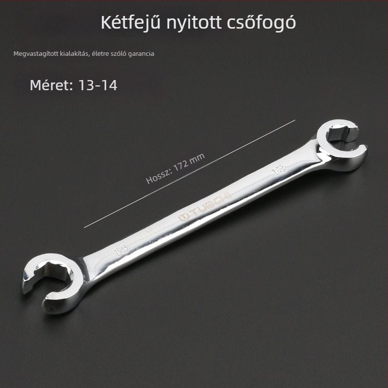 Tuochi Olajcső kulcs – kétfunkciós, nyitott vég hexagonális, nikkel-vas ötvözet, polírozott krómozás, 0,5 kg