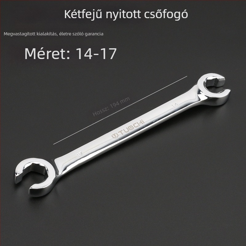 Tuochi Olajcső kulcs – kétfunkciós, nyitott vég hexagonális, nikkel-vas ötvözet, polírozott krómozás, 0,5 kg