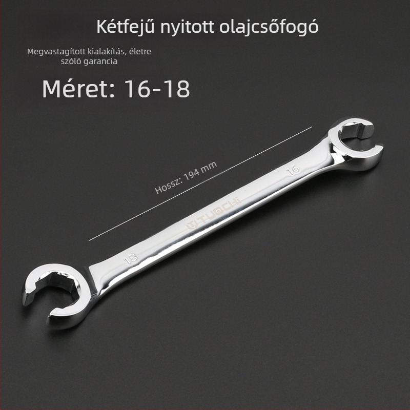 Tuochi Olajcső kulcs – kétfunkciós, nyitott vég hexagonális, nikkel-vas ötvözet, polírozott krómozás, 0,5 kg