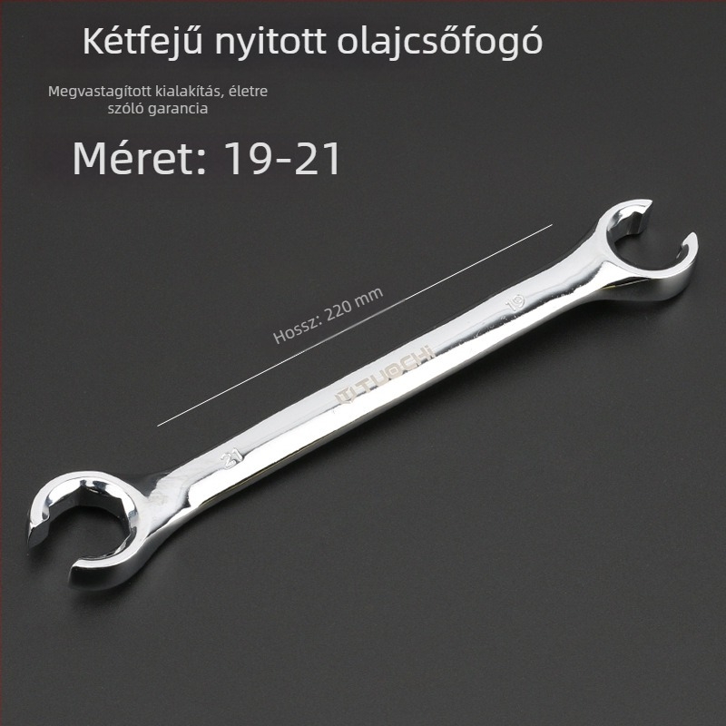 Tuochi Olajcső kulcs – kétfunkciós, nyitott vég hexagonális, nikkel-vas ötvözet, polírozott krómozás, 0,5 kg