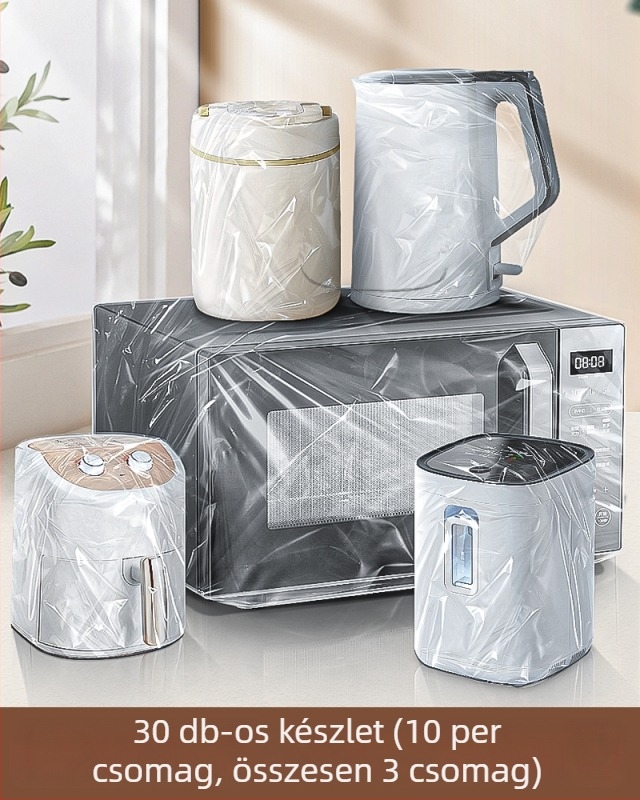 PE anyagú egyszer használatos porvédő készlet háztartási konyhai eszközökhöz — átlátszó védőfilm mikrohullámú sütőhöz, rizsfőzőhöz, edényhez és tepsikhez