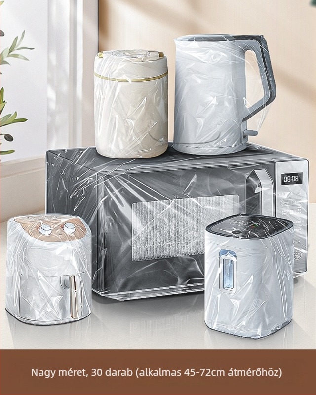 PE anyagú egyszer használatos porvédő készlet háztartási konyhai eszközökhöz — átlátszó védőfilm mikrohullámú sütőhöz, rizsfőzőhöz, edényhez és tepsikhez