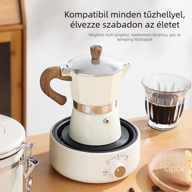 Olasz Moka kávéfőző otthoni használatra, alumínium ötvözet, Moka pot sorozat, kávé kivonás, logó nyomtatás elérhető