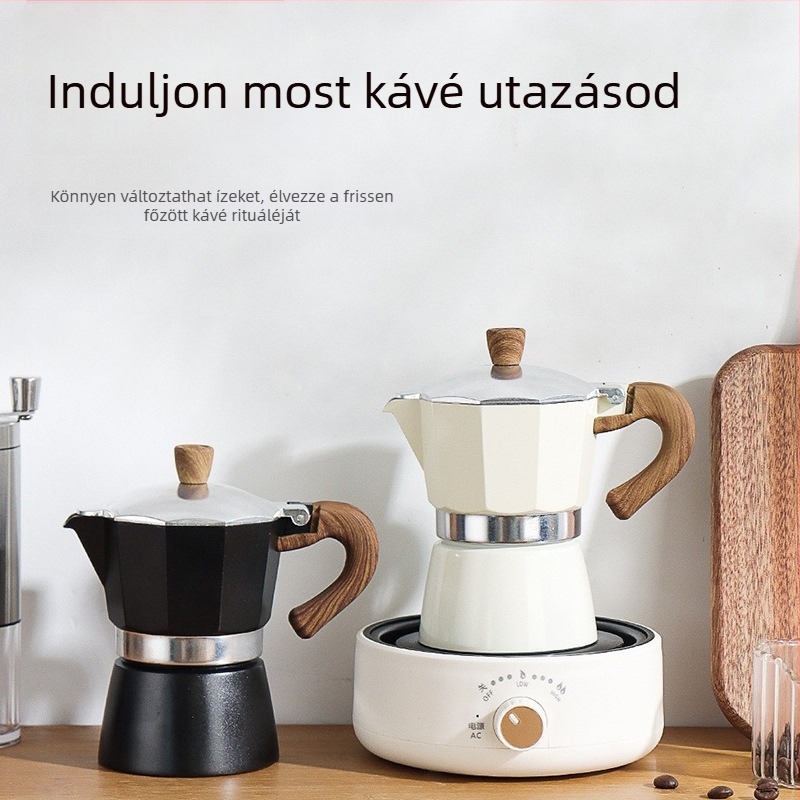 Olasz Moka kávéfőző otthoni használatra, alumínium ötvözet, Moka pot sorozat, kávé kivonás, logó nyomtatás elérhető