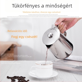 Latte art kanna hegyezett kifolyóval, vastag falú 201 rozsdamentes acélból, mérőskálával