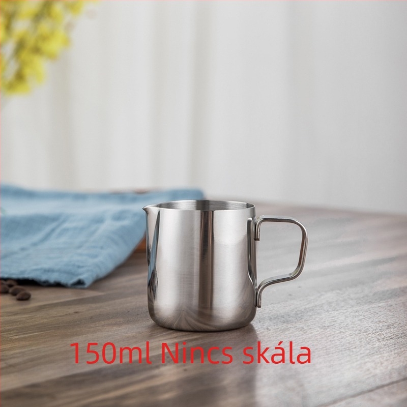 Latte art kanna hegyezett kifolyóval, vastag falú 201 rozsdamentes acélból, mérőskálával