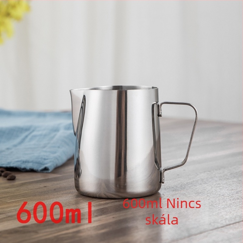 Latte art kanna hegyezett kifolyóval, vastag falú 201 rozsdamentes acélból, mérőskálával