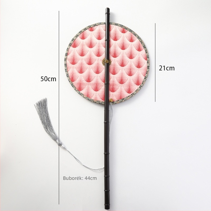 Kínai antik stílusú kézfán hosszú nyéllel és bojtokkal, anyag: szövet, márka: Tane, egyedi csomagolás