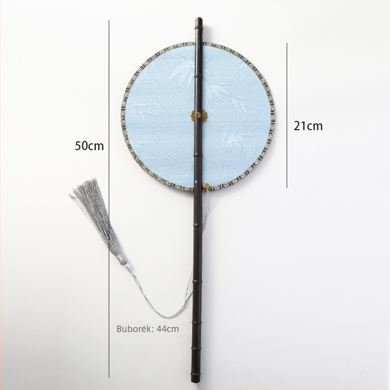 Kínai antik stílusú kézfán hosszú nyéllel és bojtokkal, anyag: szövet, márka: Tane, egyedi csomagolás