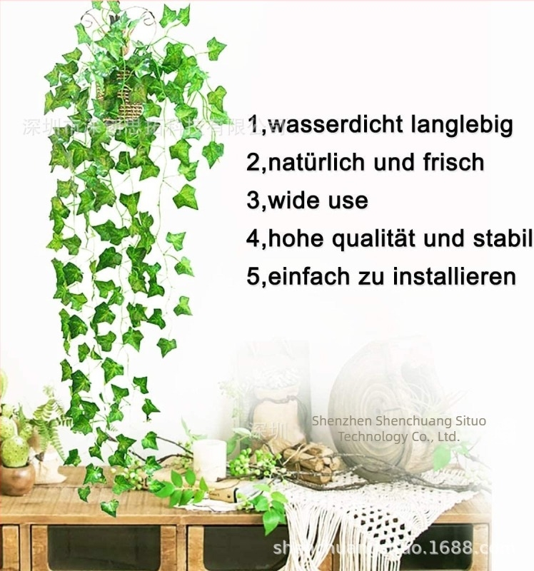 Mesterséges borostyán indák selyem virágokkal, félig kézi és félig gépi kivitelezés, típus rattan, csomagolás OPP, 12 vagy 24 darab