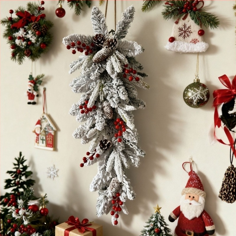 Karácsonyi függő koszorú PE vegyes növényhálóval (Termékkód: PE vegyes növényháló; Anyag: PE vegyes; Stílus: Karácsony)