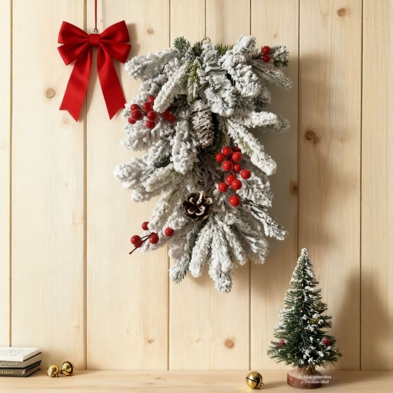 Karácsonyi függő koszorú PE vegyes növényhálóval (Termékkód: PE vegyes növényháló; Anyag: PE vegyes; Stílus: Karácsony)
