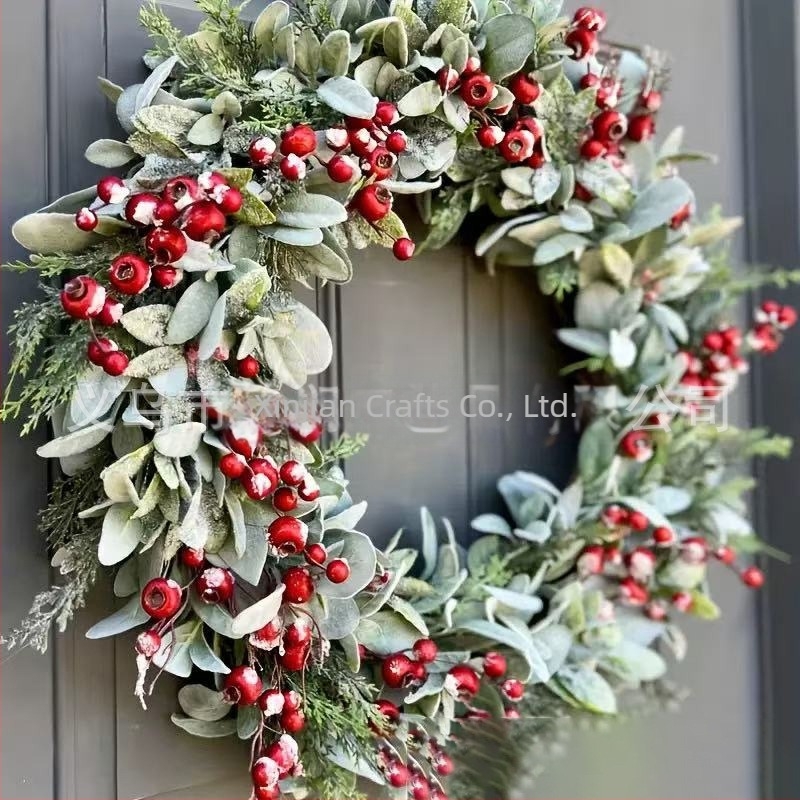 Karácsonyi koszorú, PE anyag, amerikai stílus, modell SD-28