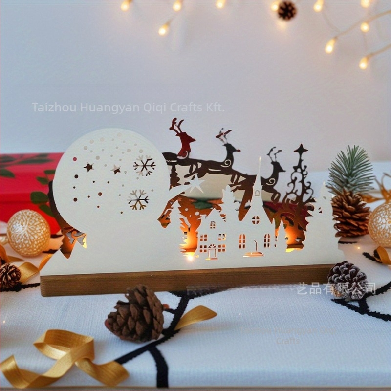 Csillagos égbolttal vetített gyertyatartó, modern minimalistfa karácsonyi dekoráció