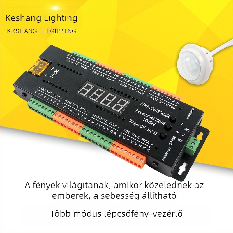 LED lépcsőfény 2 az 1-ben érzékelővel és vezérlővel, modell 221, 12-24V, terminálcsatlakozás