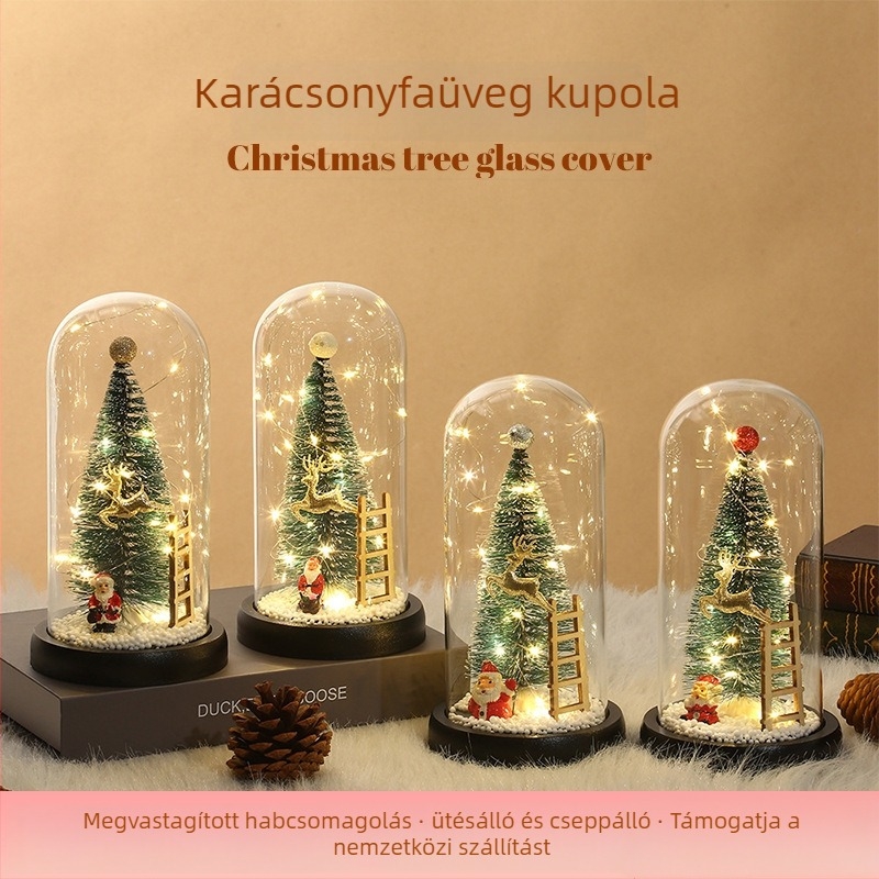 Oberry Üvegből készült karácsonyfa – asztali éjszakai lámpa üveg borítással, modern minimalista dekor (anyag: üveg; logó nyomtatva)